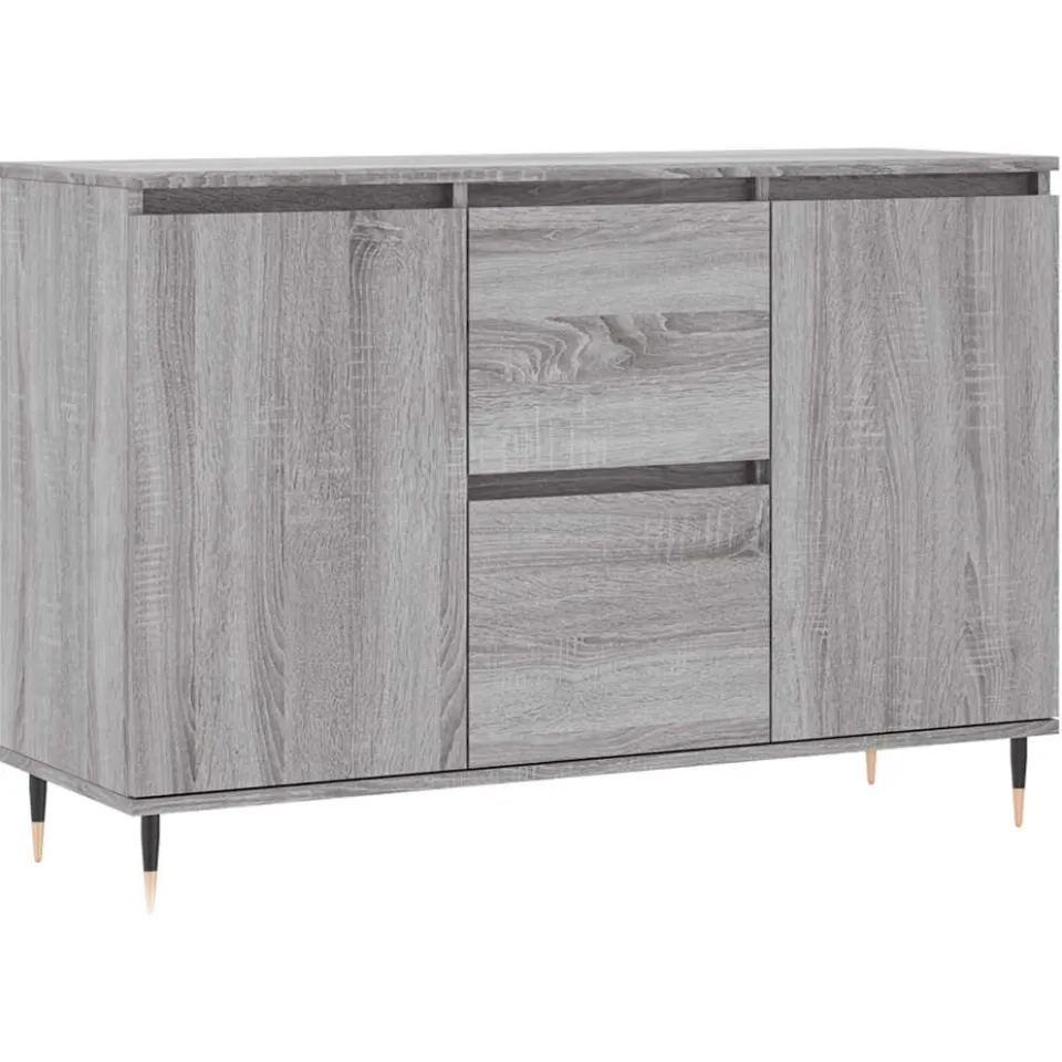 vidaXL Dressoir 101,5x35x70 cm bewerkt hout grijs sonoma eikenkleurig, foto 3