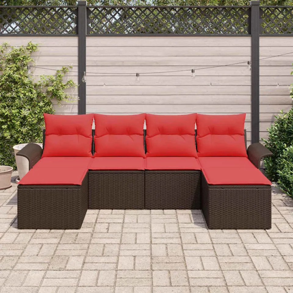 vidaXL Tuin Sofa Set 6 st Bruin poly rattan, foto 3