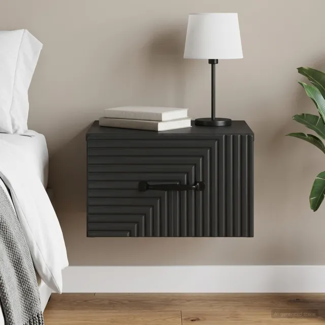 vidaXL Wandbeugel Bedkast Zwart 34,5 x 33 x 20 cm Bewerkt hout, foto 2