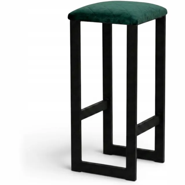 Taborecik Hoker Metaal met Gestoffeerde Zitting 30x30x75 cm Flesgroen