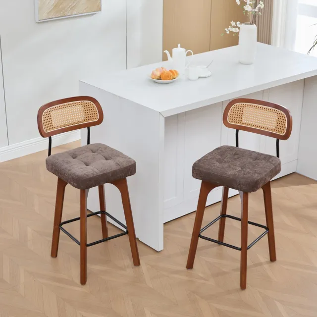 MODENUIT Barkruk 44 x 51 x 96 cm - 360 Graden Draaibaar Met Rugleuning - Keukenbar - Chenille Koffiebruin