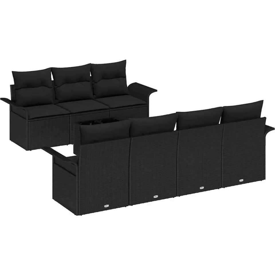 vidaXL Tuin Sofa Set 8 st Zwart poly rattan