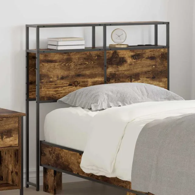 vidaXL Opberghoofdbord Gerookt eiken 90 cm Bewerkt hout Bruin