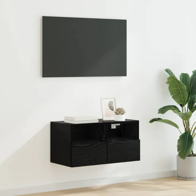vidaXL TV Wandkast 60 x 30 x 30 cm Zwart Eiken Bewerkt hout, foto 2