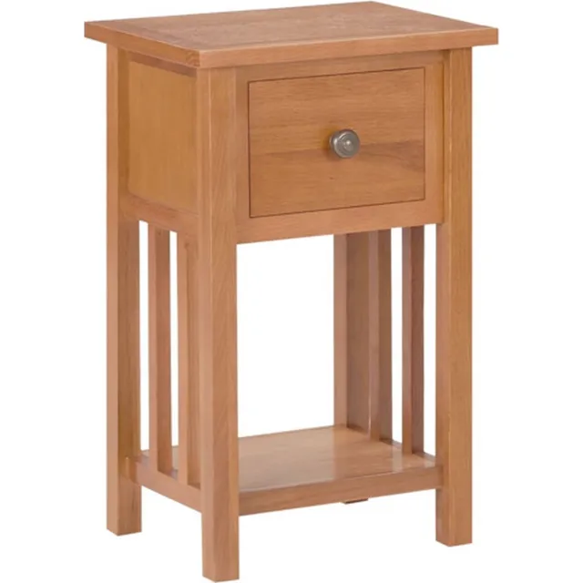 vidaXL Bijzettafel - met - lade - 35x27x55 - cm - massief - eikenhout Bruin