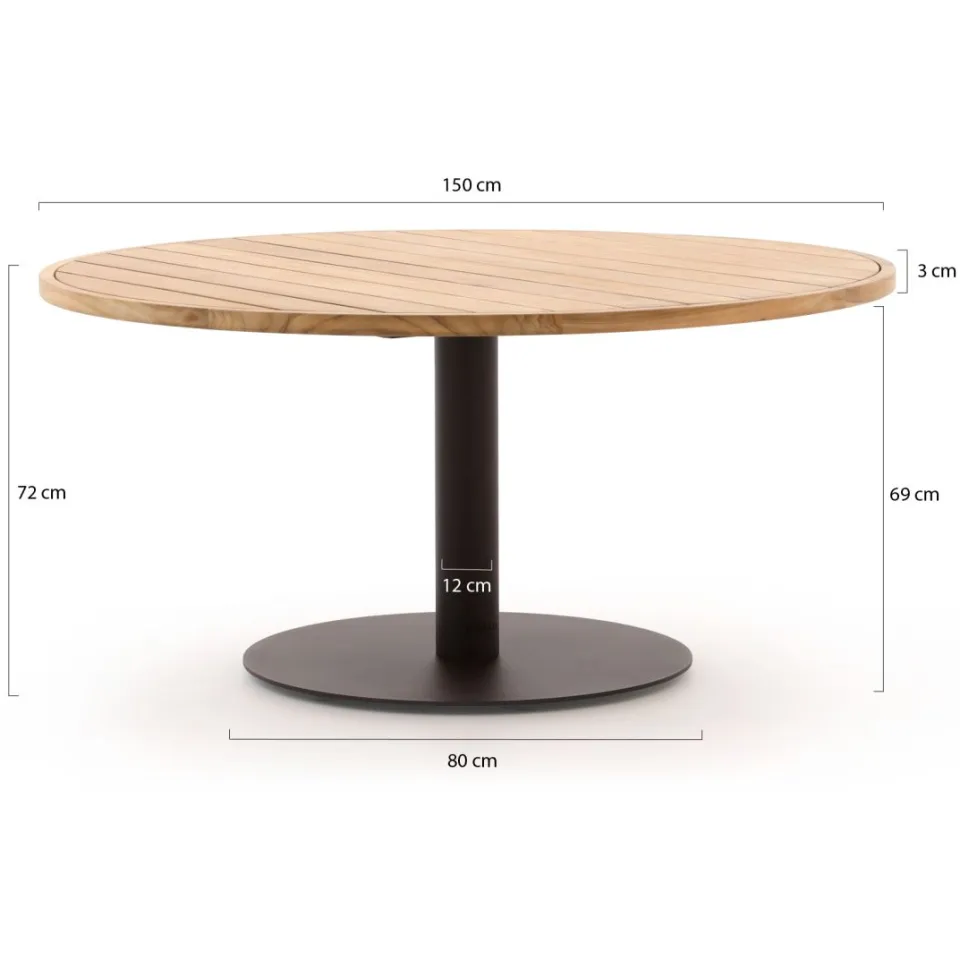 Zavelli Cuore ø 150cm low dining tuinset 5-delig taupe, foto 4
