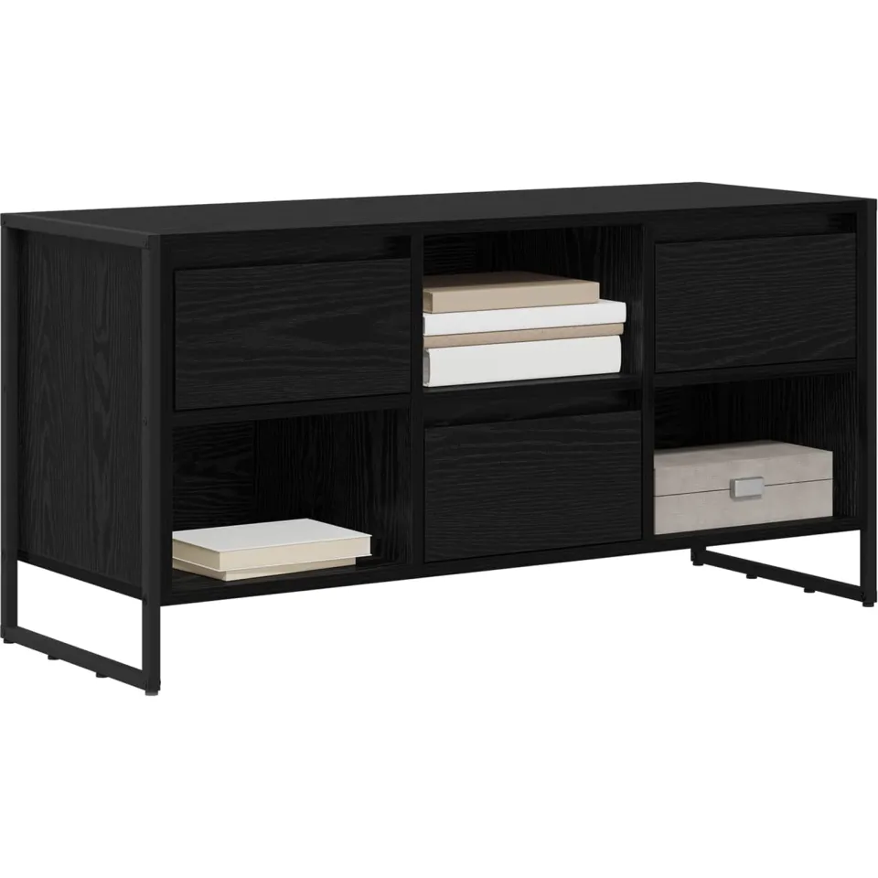 vidaXL TV-kast 100 x 36 x 49,5 cm Zwart Eiken Bewerkt hout