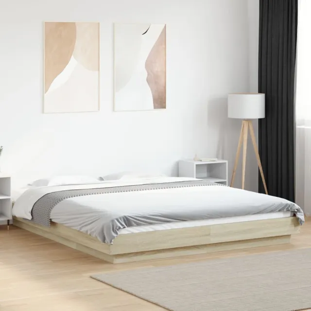 vidaXL Bedframe bewerkt hout sonoma eikenkleurig 150x200 cm