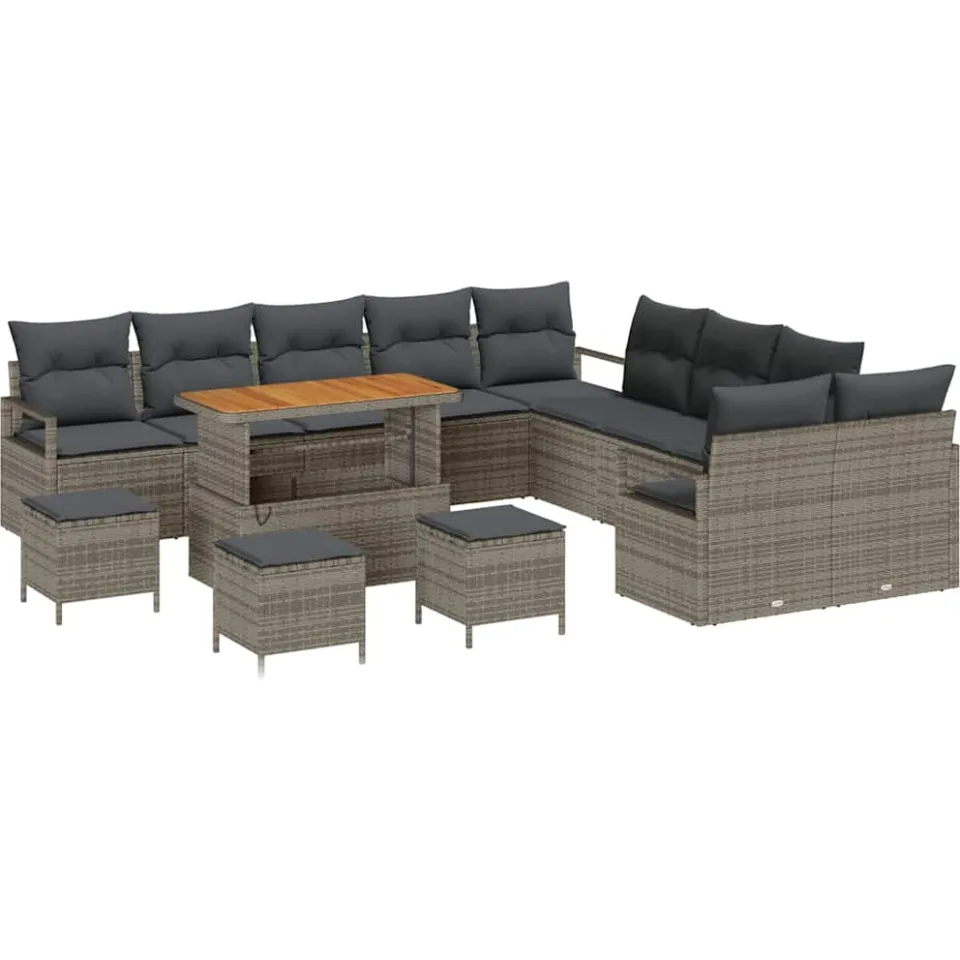 vidaXL Tuinbankenset 14 st Grijs poly rattan
