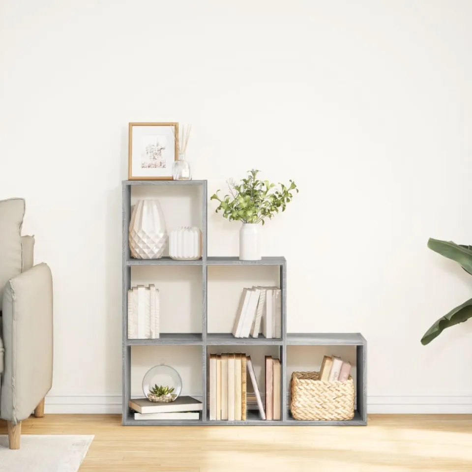 vidaXL Kamerscherm / boekenkast 3-laags 99x29x99 cm hout grijs sonoma, foto 2