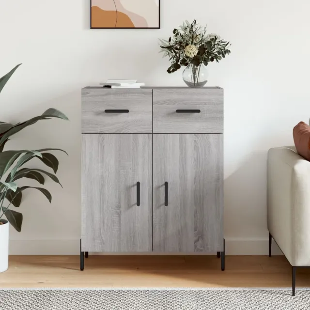 vidaXL Dressoir 69,5x34x90 cm bewerkt hout grijs sonoma eikenkleurig, foto 2