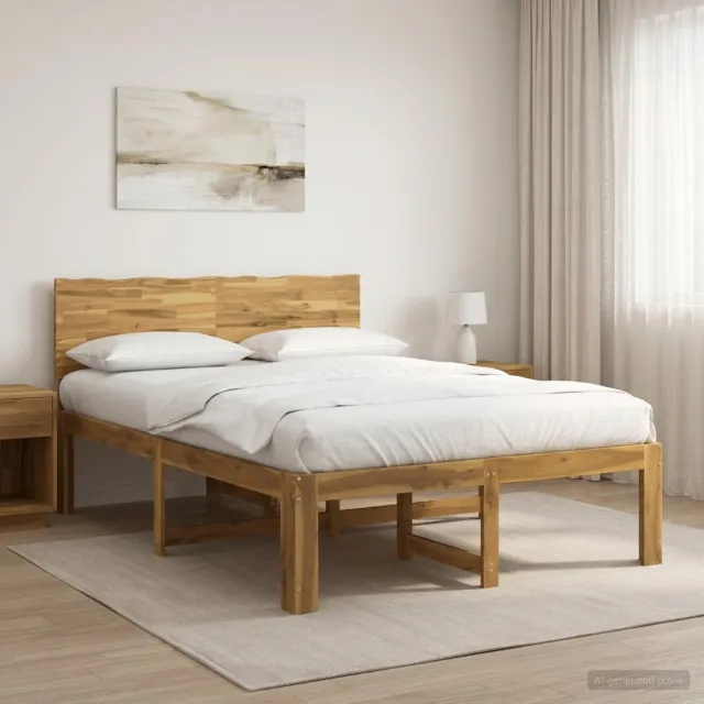 vidaXL Tweepersoonsbed met hoofdeinde ROSTOCK Witgewassen 120 x 200 cm Bruin