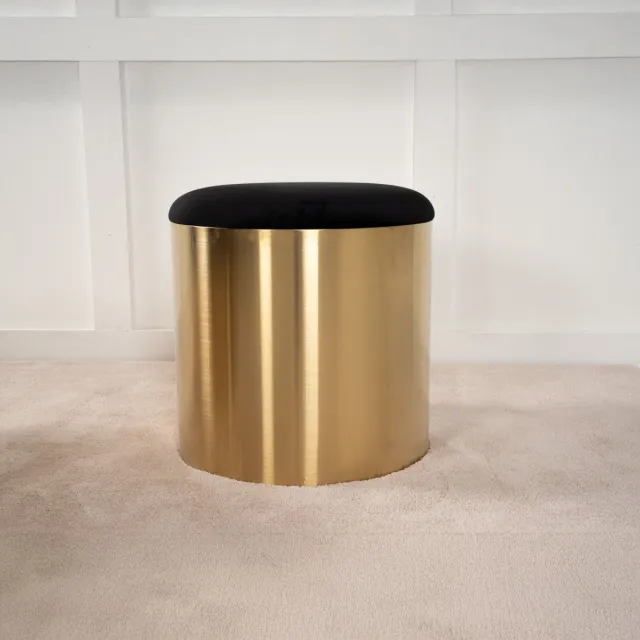 Fjord Fjôrd Poef Puff ø45cm Zwart Shiny Brass