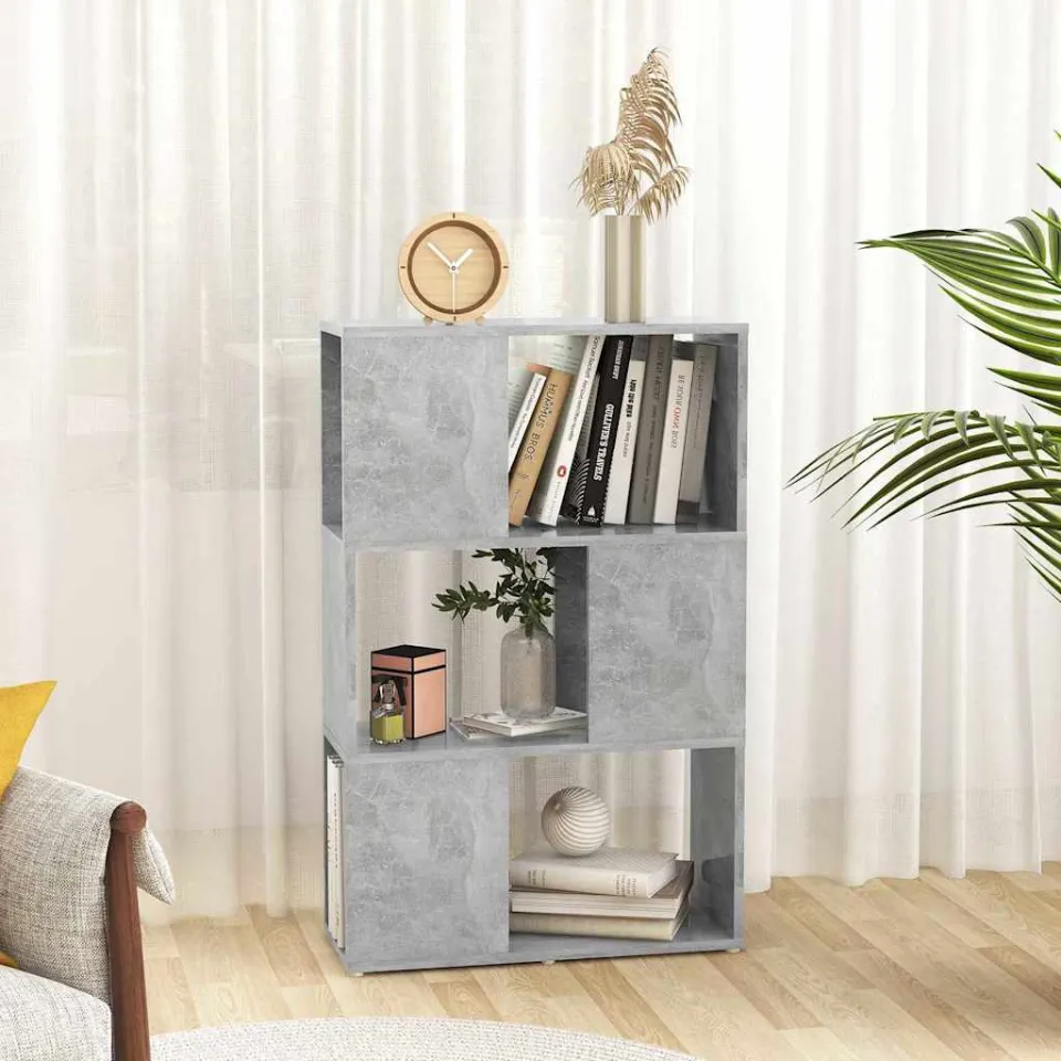 vidaXL Boekenkast/kamerscherm 60x24x94 cm bewerkt hout betongrijs grijs, foto 3