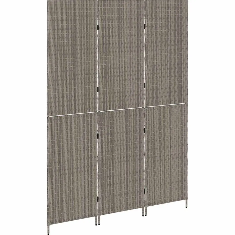 vidaXL Kamerverdeler Grijs 146 x 180 cm poly rattan, foto 4