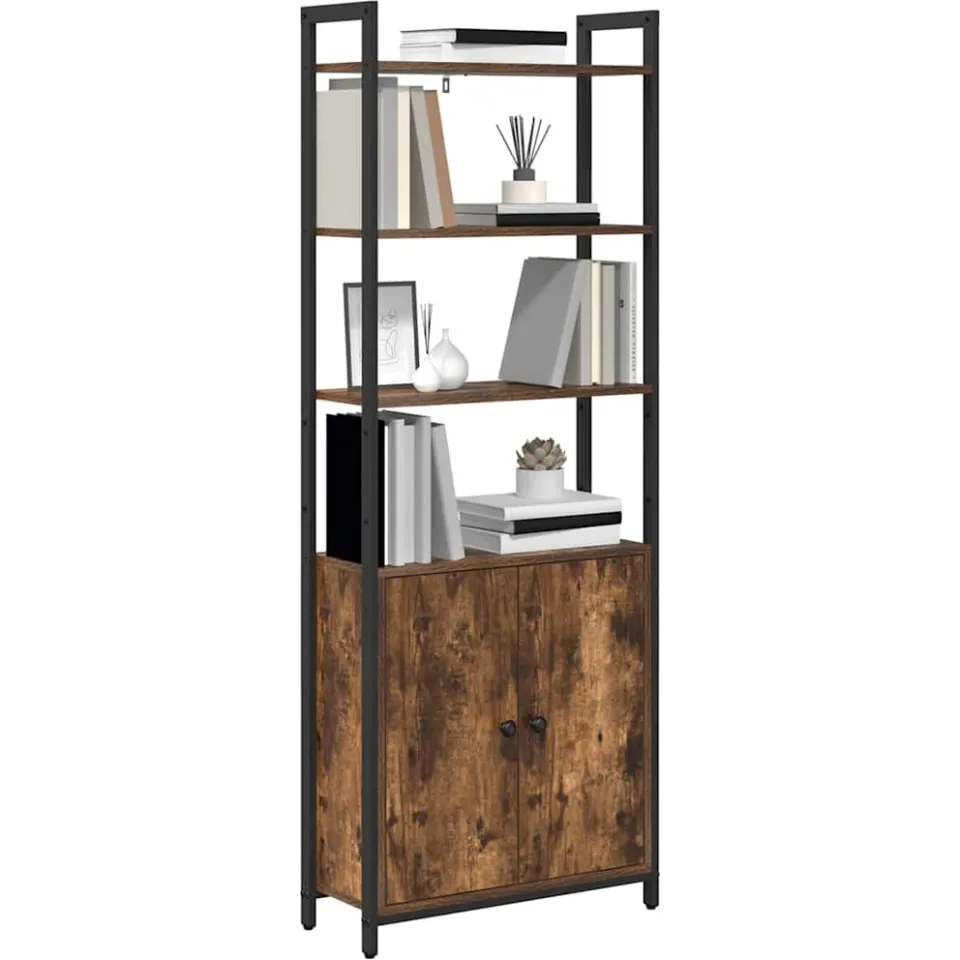 vidaXL Boekenkast 6-laags 60 x 24 x 161 cm Bewerkt hout Gerookt eiken Bruin