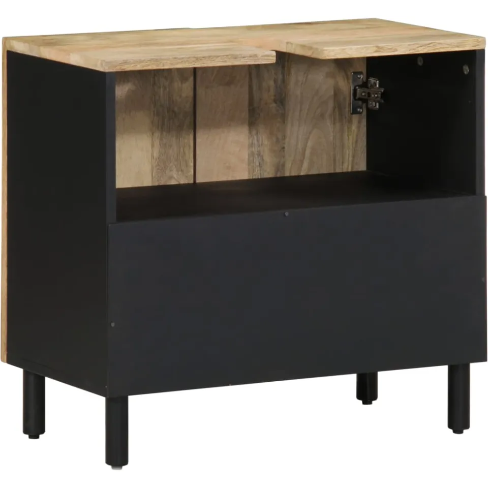 vidaXL Wastafelkast 62x33x58 cm massief mangohout zwart, foto 4