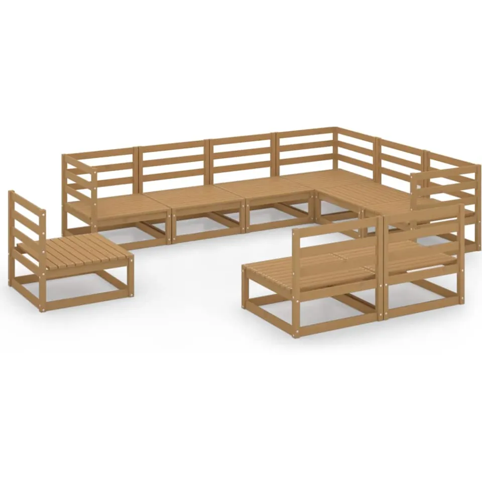 vidaXL 9-delige Loungeset massief grenenhout honingbruin bruin, foto 3