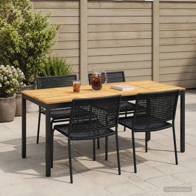 vidaXL Tuindiner tafel NAARDEN Whitewash en zwart 147 x 88,5 x 75 cm, foto 2