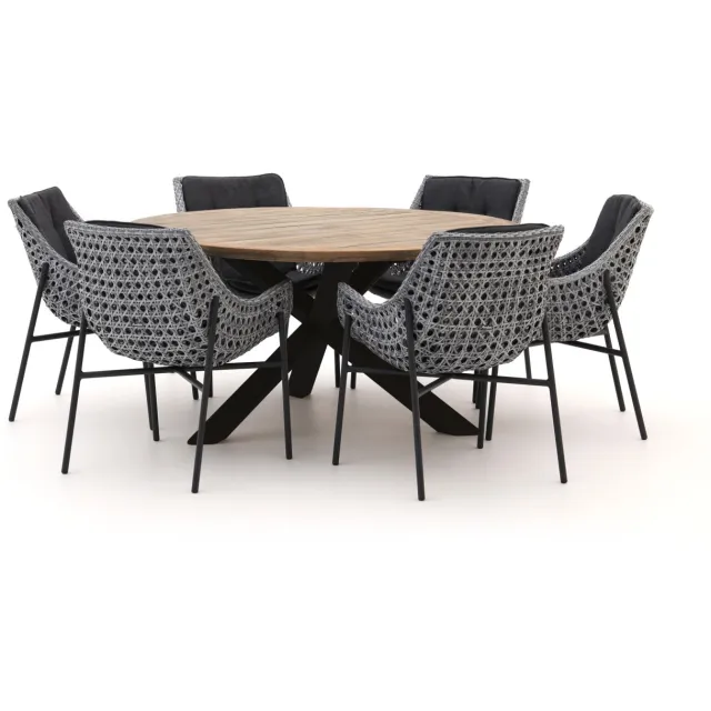 Manifesto Furniture Manifesto Novara/ROUGH-Y ø150cm dining tuinset 7-delig bruin, foto 2