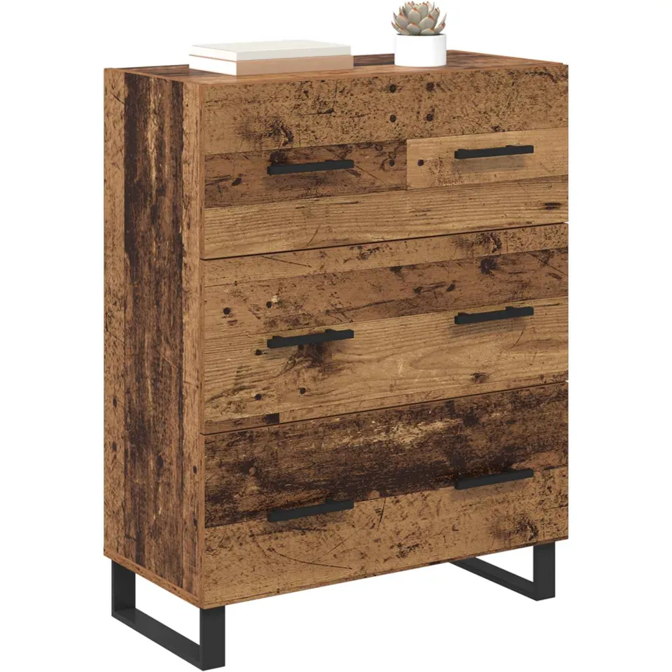 vidaXL Dressoir Oud Hout 69,5 x 34 x 90 cm Gemonteerd hout en ijzer Bruin