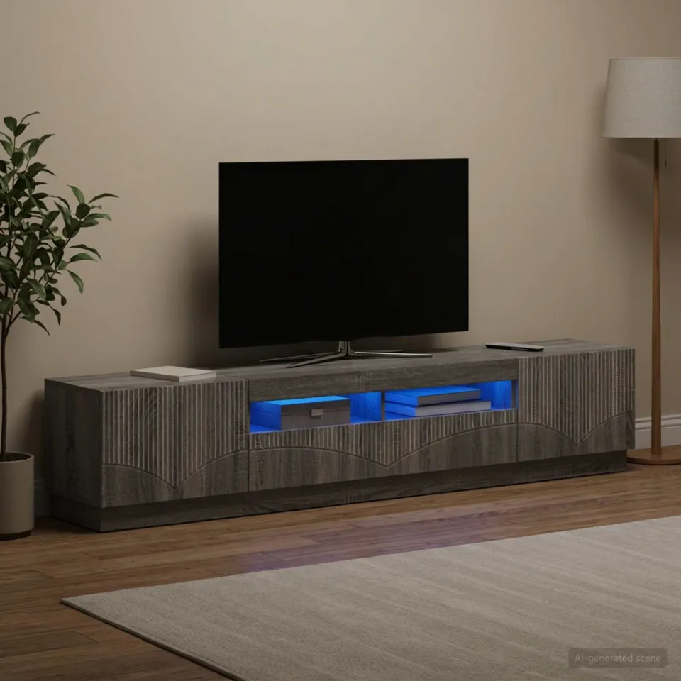 vidaXL LED tv-meubel HOORN 3 st Grijs Sonoma Bewerkt hout, foto 3