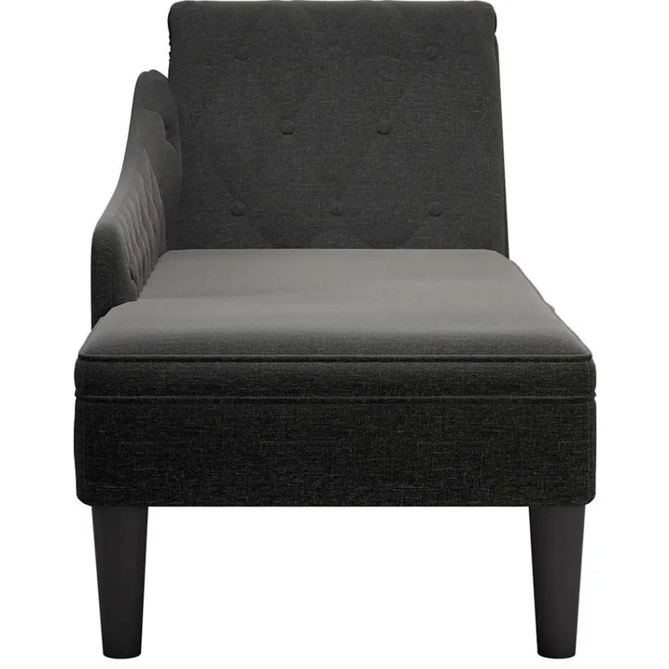 vidaXL Chaise longue met kussen en rechterarmleuning stof zwart, foto 4