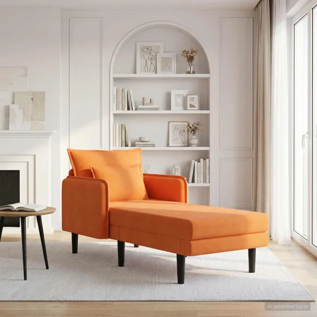 vidaXL Grote chaise longue Oranje Katoenen stof, foto 2