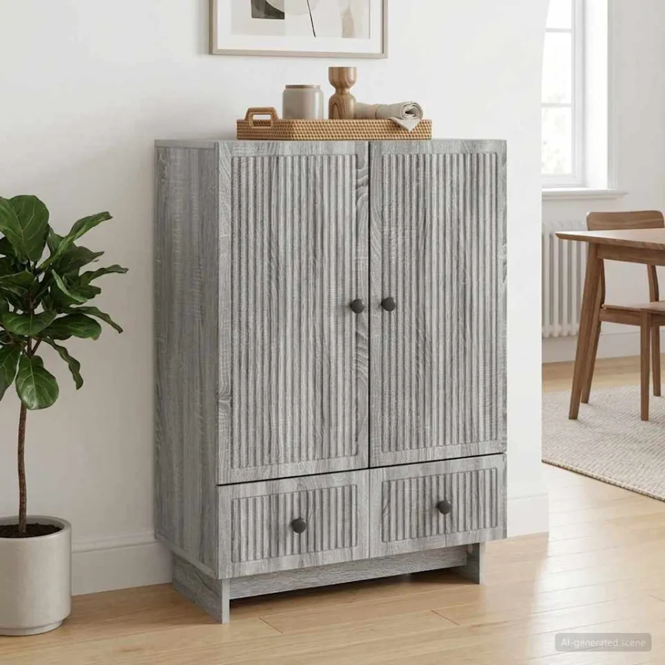 vidaXL Dressoir Grijze Sonoma 66 x 34,5 x 95 cm Geconstrueerd hout grijs, foto 3