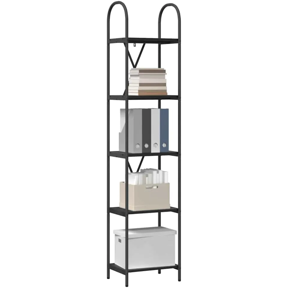 vidaXL Boekenkast 5-laags 40 x 30 x 183 cm Bewerkt hout Zwart Eiken