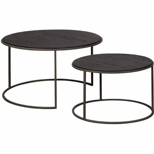 Tower Living Bijzettafel Spello - Rond Grijs Hout - Ø75x45cm
