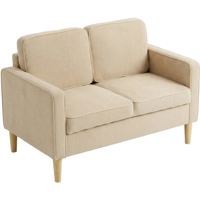 Homcom Tweezitsbank met opbergruimte - Loveseat - Compacte zitbank - Beige