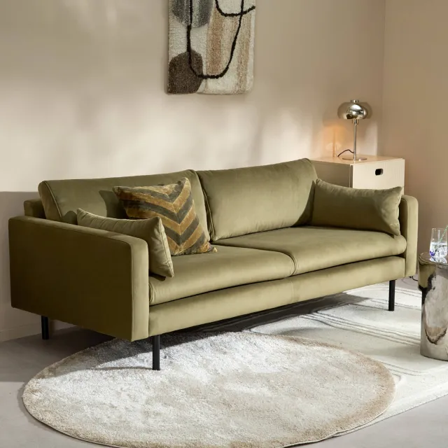 NOUS Living velours 3-zitsbank Adam - kaki, foto 2