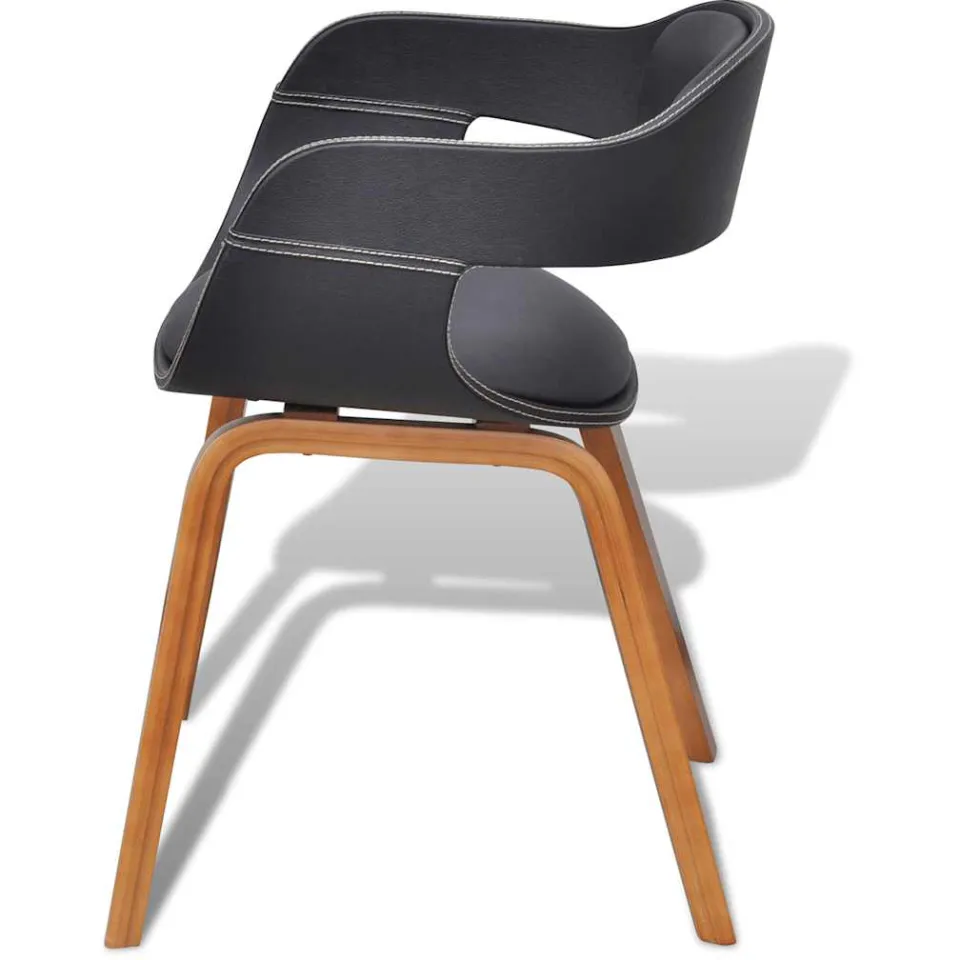 vidaXL Eetkamerstoelen 4 st gebogen hout en kunstleer zwart, foto 4