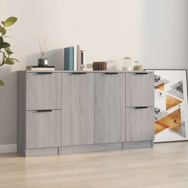 vidaXL Dressoirs 3 st bewerkt hout grijs sonoma eikenkleurig, foto 2