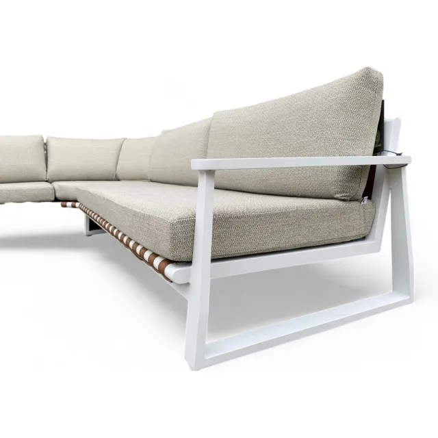 Mondial Living Loungeset / Hoekset Molvena | Aluminium Frame Wit Grijs/beige