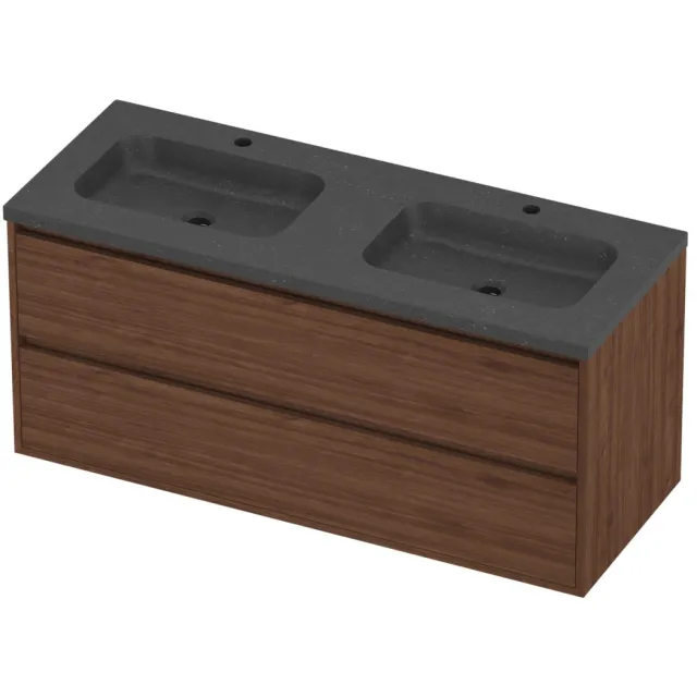 Proline Rollo Badmeubelset Hardsteen Elegant 2 Laden 120x46x54 cm Blue Stone Indian Walnut Houtlook