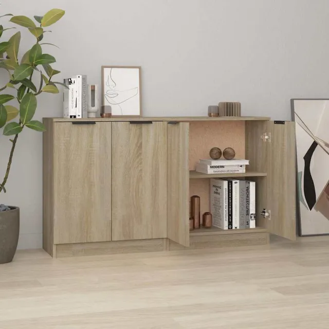 vidaXL Dressoirs 2 st 60x30x70 cm bewerkt hout sonoma eikenkleurig Bruin