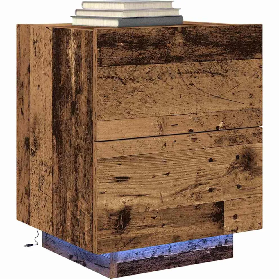 vidaXL Nachtkastje 2 st Oudhout 45 x 40 x 55 cm Bewerkt hout Bruin