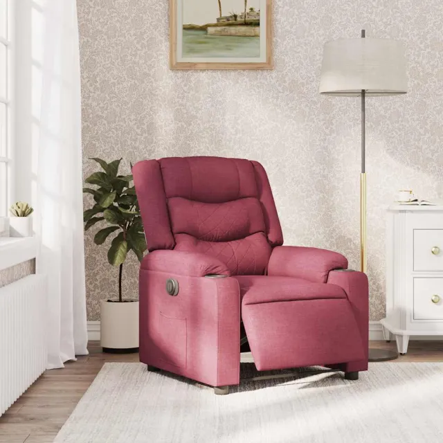 vidaXL Fauteuil verstelbaar elektrisch stof wijnrood