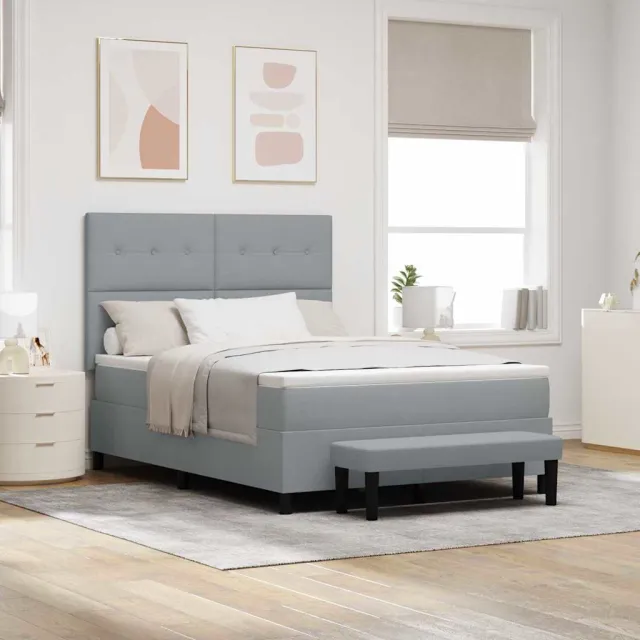 vidaXL Boxspringbed met hoofdeinde Lichtgrijs 140 x 190 cm Stof