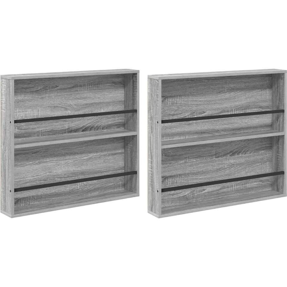 vidaXL Tijdschrift Rek 2 st Grijs Sonoma 80 x 12 x 70 cm Bewerkt hout, foto 3