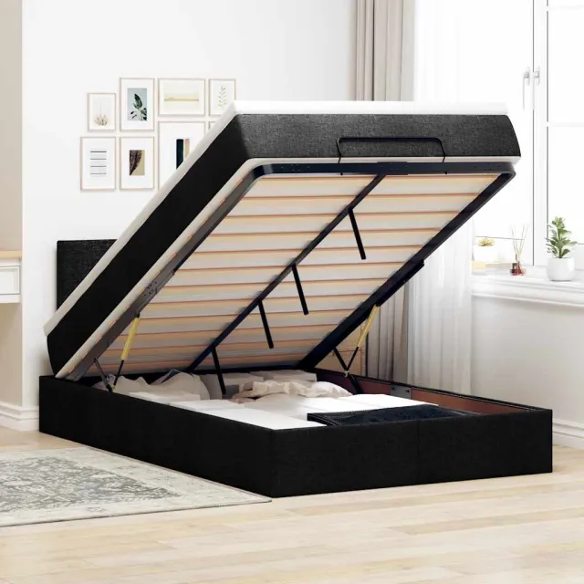 vidaXL Bed met matras 120x190 cm stof zwart