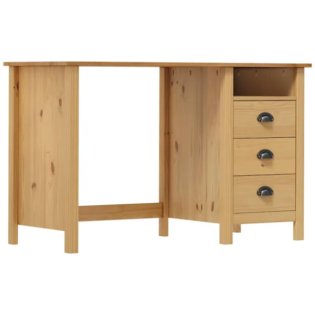 vidaXL Bureau Hill 3 lades 120x50x74 cm massief grenenhout Bruin