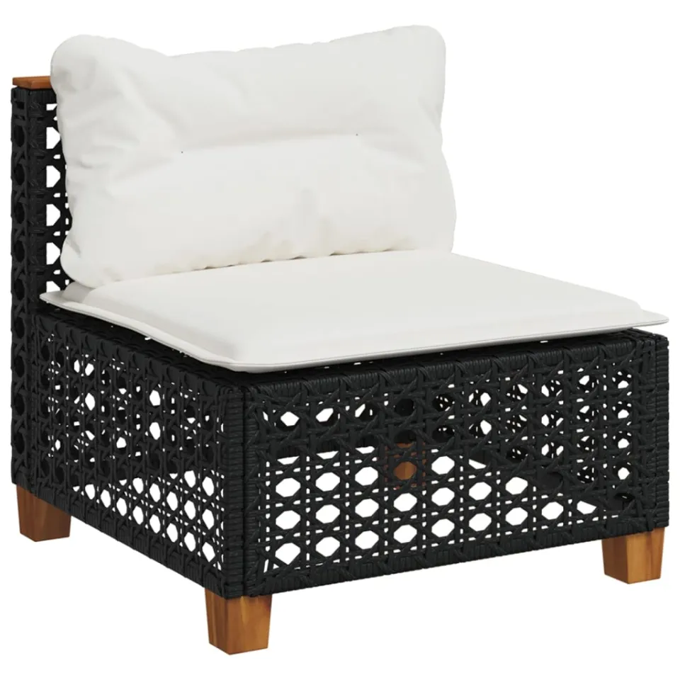 vidaXL 5-delige Loungeset met kussens poly rattan zwart, foto 4