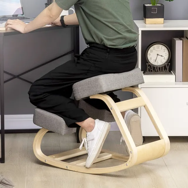MODENUIT Bureaukruk 51 x 69 x 58 cm - Ergonomische Kniestoel - Voor Kantoor En Meditatie - Hout Grijs