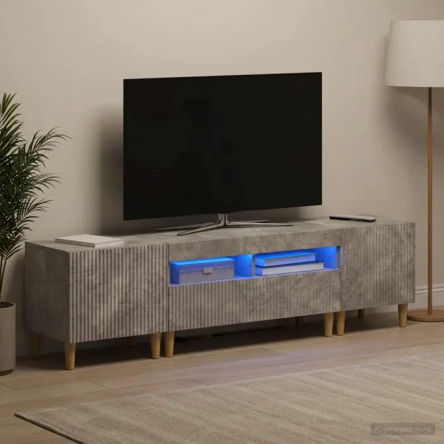 vidaXL 3-delige LED TV-kast ARNHEM 3 st Betongrijs Bewerkt hout grijs, foto 2
