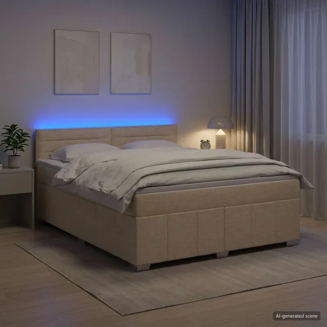 vidaXL Boxspringbed met matras Crèmekleurig 140 x 200 cm Stof