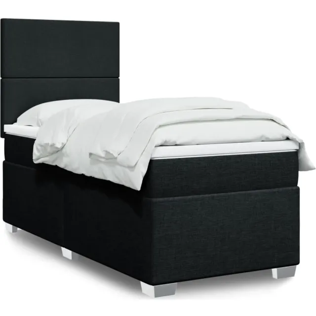 vidaXL Boxspring met matras stof zwart 80x200 cm