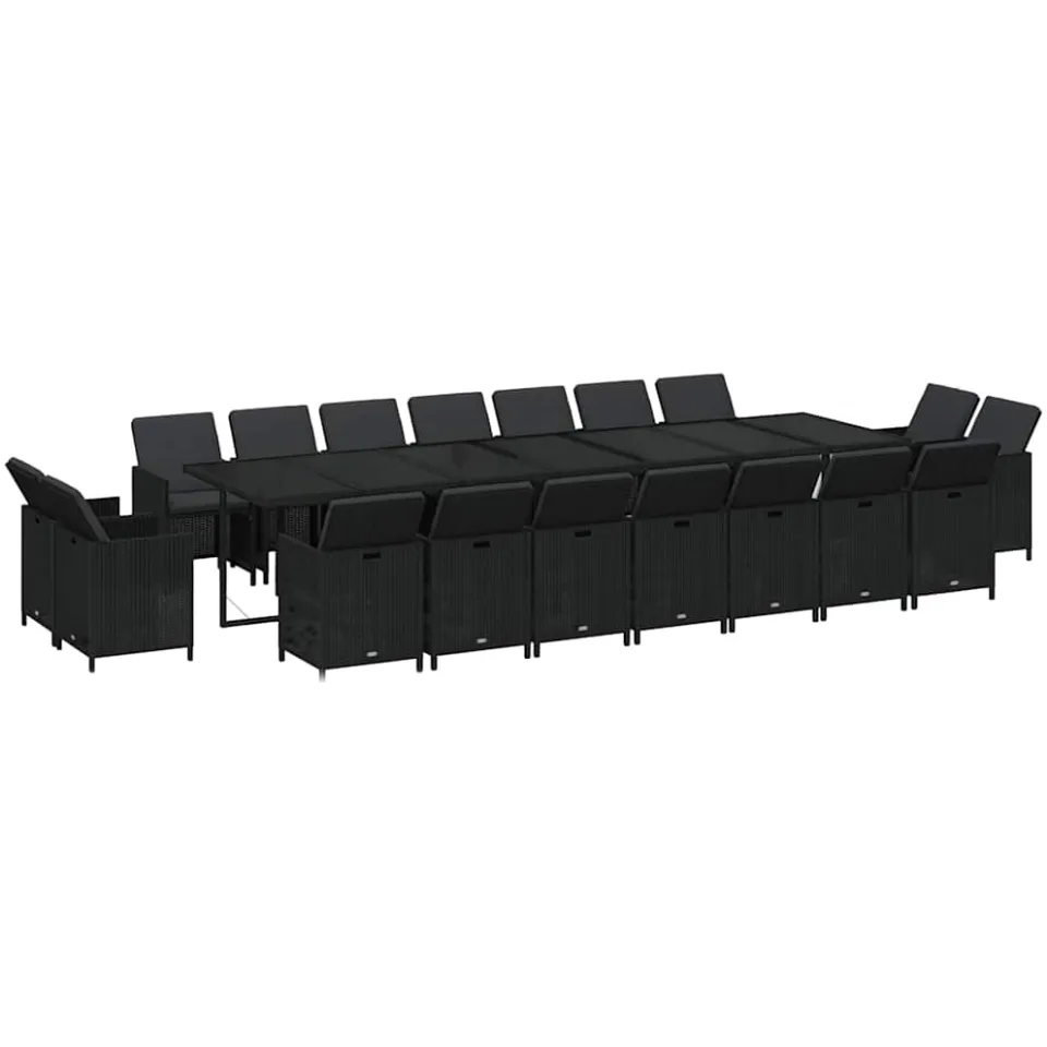 vidaXL 19-delige Tuinset met kussens poly rattan zwart